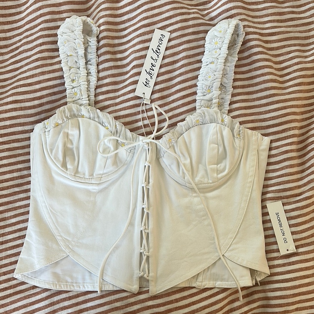 For Love & Lemons White Corset Top